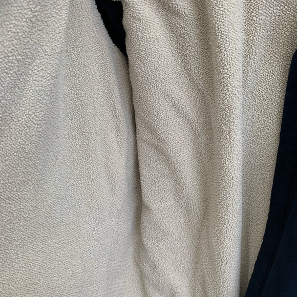 XL Vintage Navy Fleece Lined Hooded Robe. Comfy & Classic. Belt replaced w/ red - Picture 8 of 12